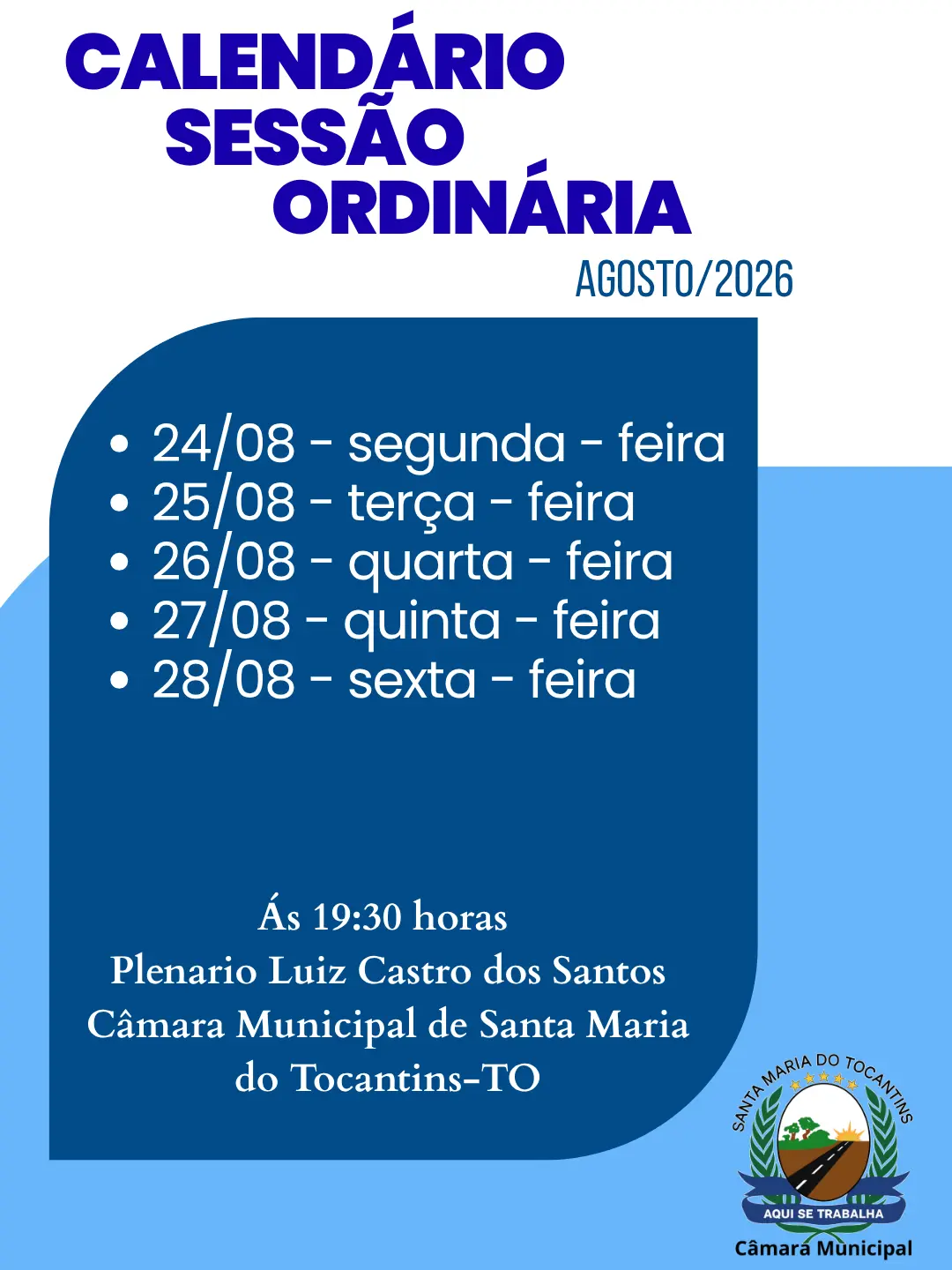 Calendário De Sessões Ordinarias