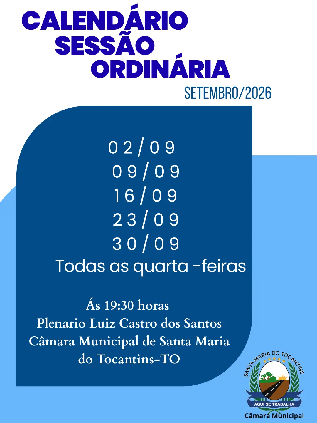 Calendário De Sessões Ordinarias