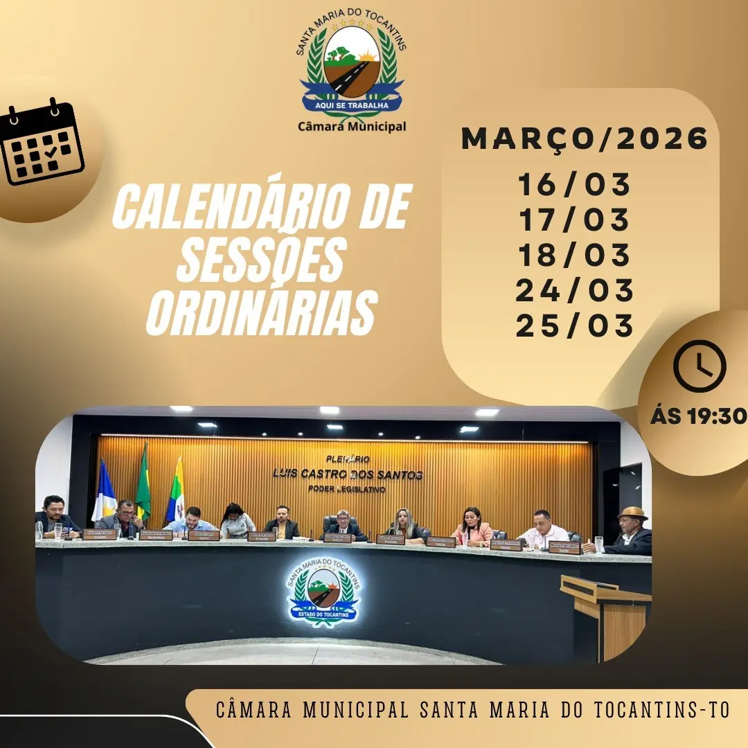 Calendário De Sessões Ordinarias
