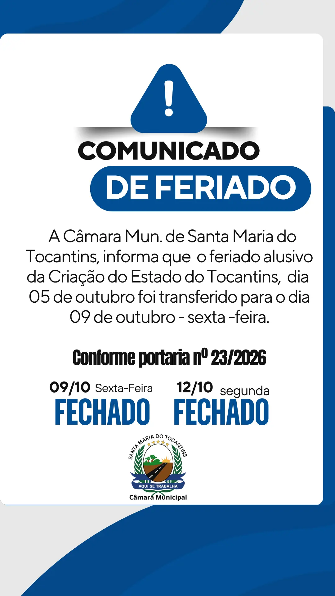 Comunicado de Feriado