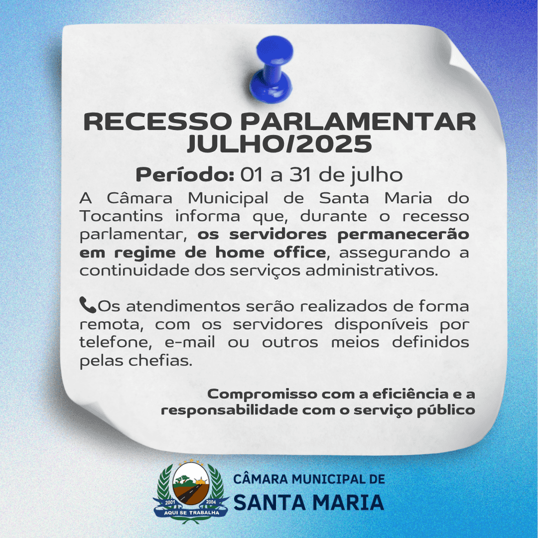 RECESSO PARLAMENTAR — JULHO/2025