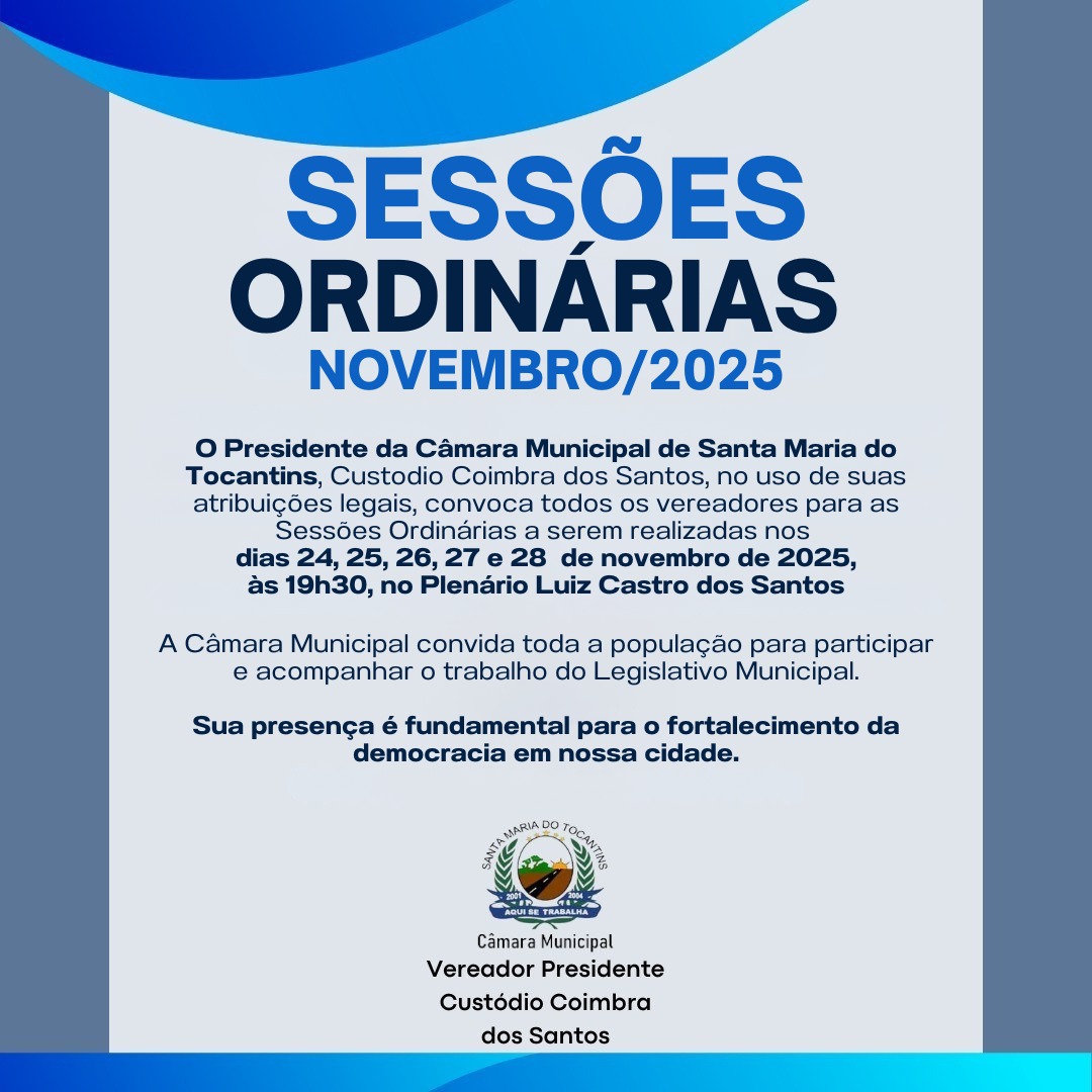 SESSÕES ORDINÁRIAS NOVEMBRO/2025
